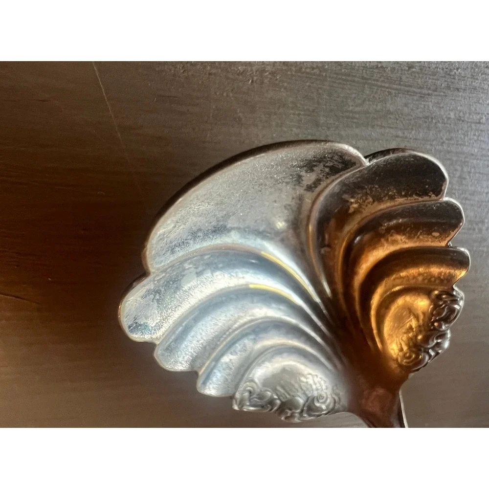 Floral Rose Sugar Shell Spoon Silver Plated Scalloped Vintage Tea Party Decor